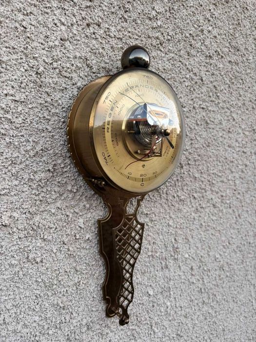 inedit barometru si termometru in montura de bronz