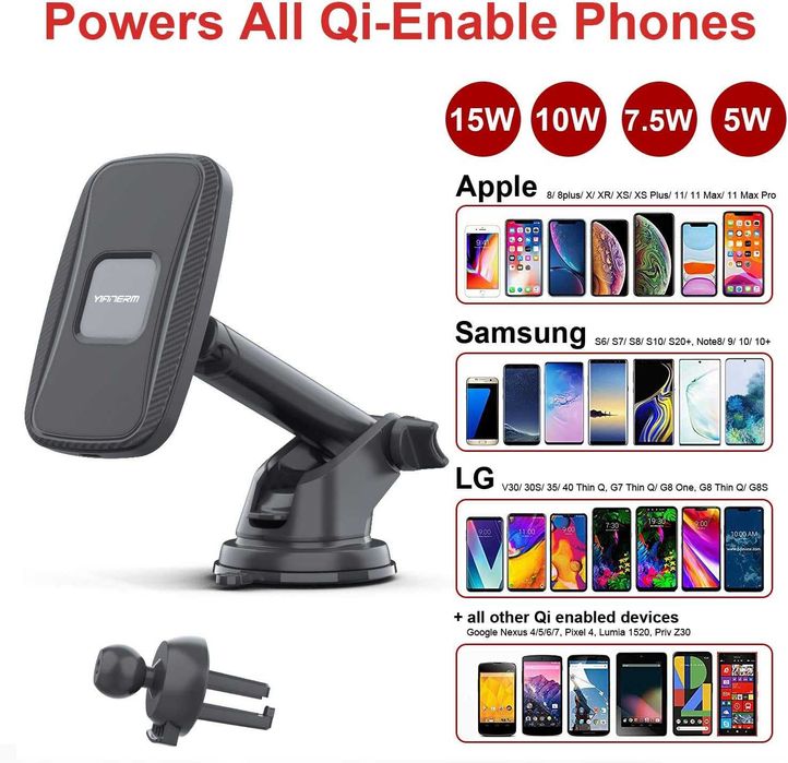 Магнитно QI бързо безжично зарядно за кола Yianerm