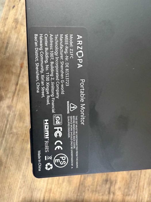 Преносим монитор Gaming LED IPS Arzopa Z1FC счупен дисплей