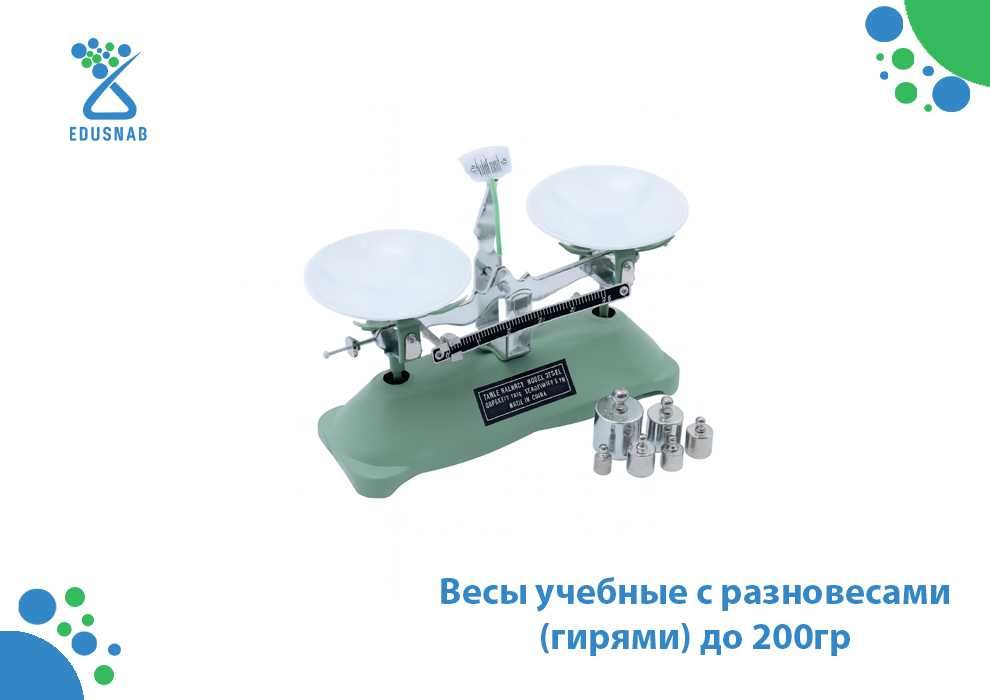 Весы учебные с разновесами (гирями) до 200гр