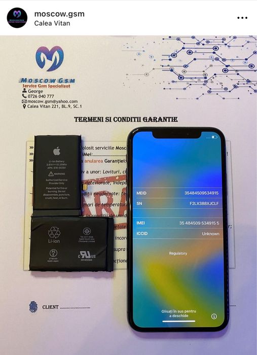  Acumulator / Baterie Original iPhone X/Xs  Montaj pe loc !