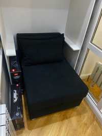 Кресло кровать черное без подлокотников