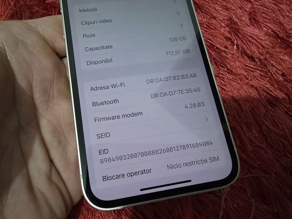 -Iphone 13Mini, Silver, 128Gb, 6Ram, bat: 88%, doar telefonul, stare f