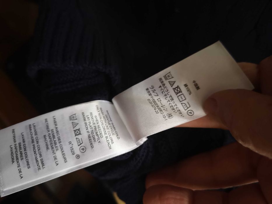 Ralph Lauren дамски памучен пуловер тъмно син със златисти копчета