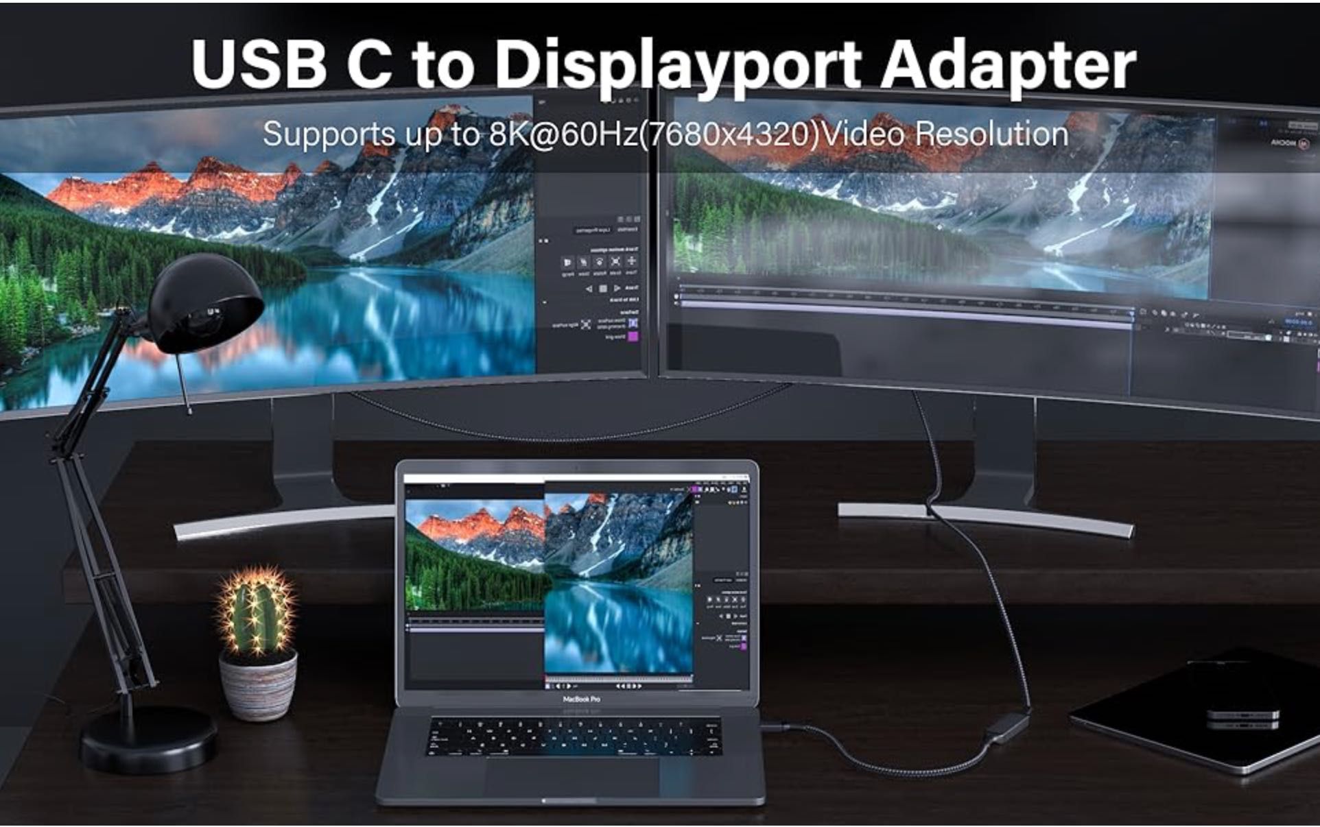 USB C към DisplayPort Адаптер 8K 60Hz DP1.4 Thunderbolt 3