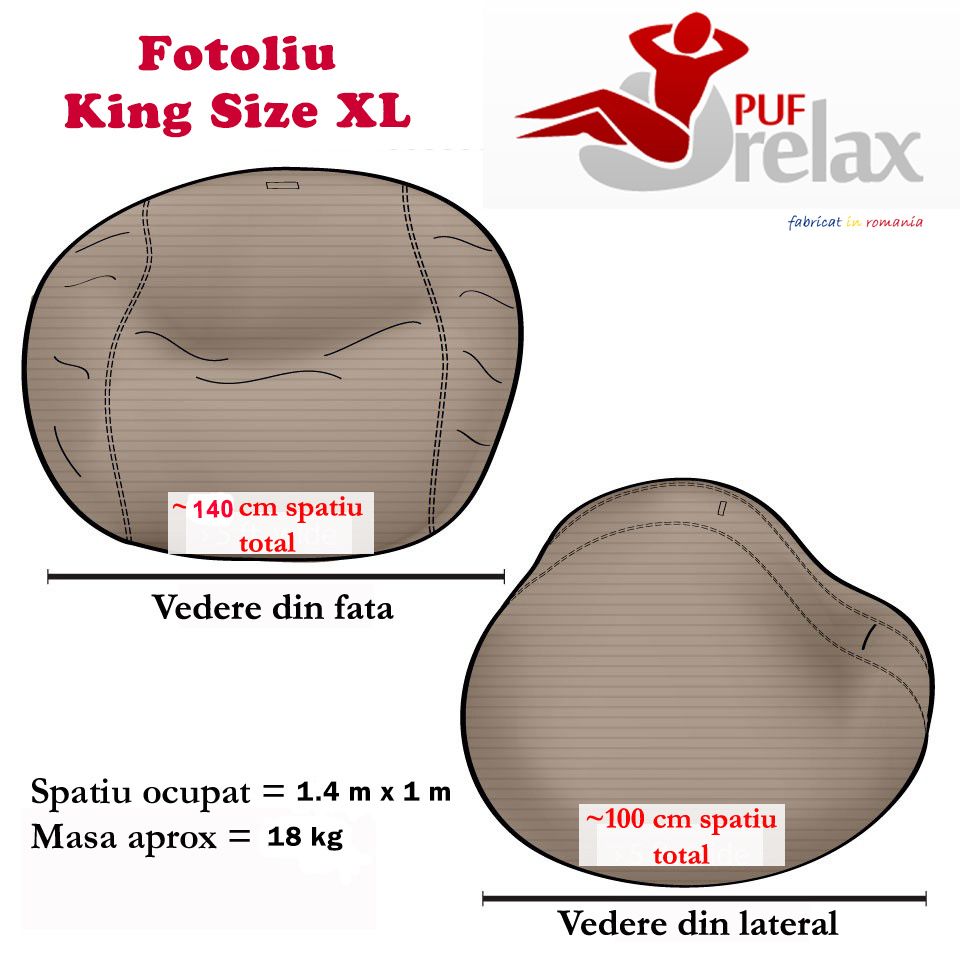 Set Fotoliu Puf King Size XL + Otoman + Perna decorativa