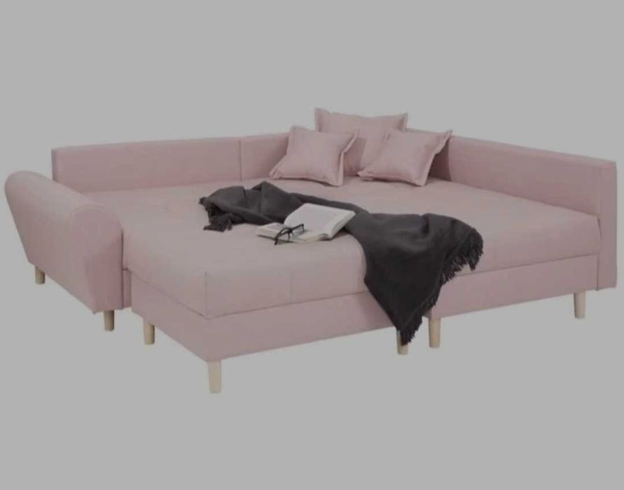 Розов ъглов диван