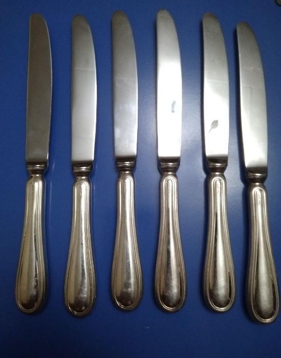 Ножи серебряные , столовые 6шт