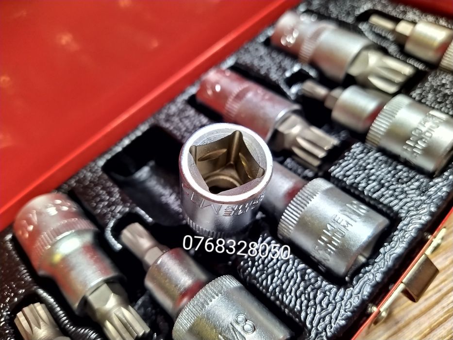 Trusa chei tubulare 1/2 cu spline 9 piese, M 4 - 16