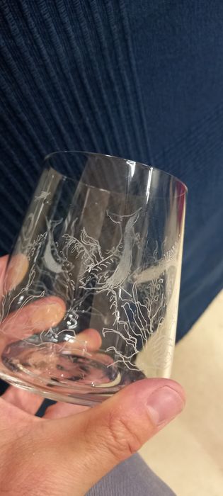 2 бр кристални гравирани чаши за вода Zara Home; може да се добави име