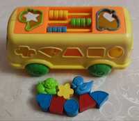 Игрушка детская развивающая детскую моторику автобус с фигурками жёлты
