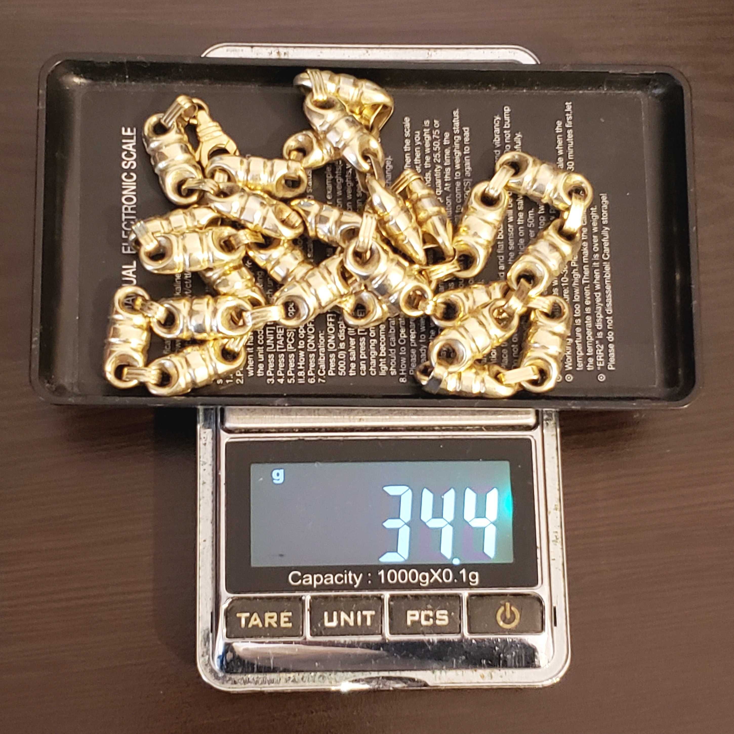 Ефектен Обемен Кух Златен Ланец Синджир Верига Злато (14к) 34.4 грама