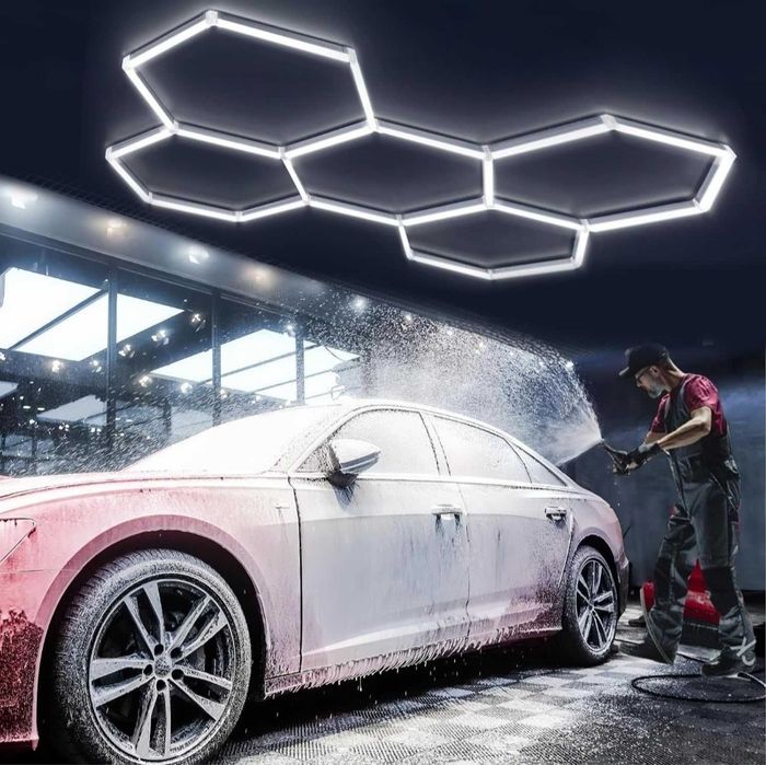 Kit 5 Hexagoane HoneyComb iluminat Garaj Detailing Service Frizerie