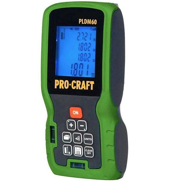 Лазерна ролетка 60м, PROCRAFT PLDM60, ±1mm, 7 функции + калъф за колан