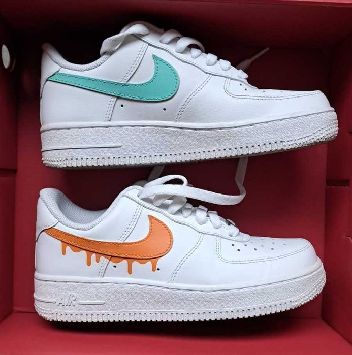 Nike Air Force 1 Low Albi, customizati de Graure, 36, Impecabili!