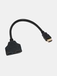 Кабель разветвитель HDMI (сплиттер) на 2 порта, 1 вход 2 выхода, 30 см