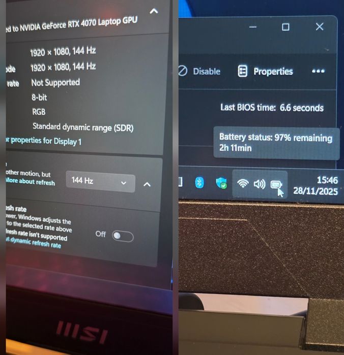 Laptop gaming MSI i7 12th 16 core 4.7GHz 16GB DDR5 RTX 4070 144 Hz