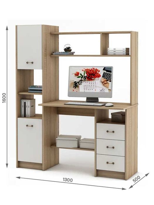 Детский письменный стол с полками и надстройкой YANA ECO MEBEL