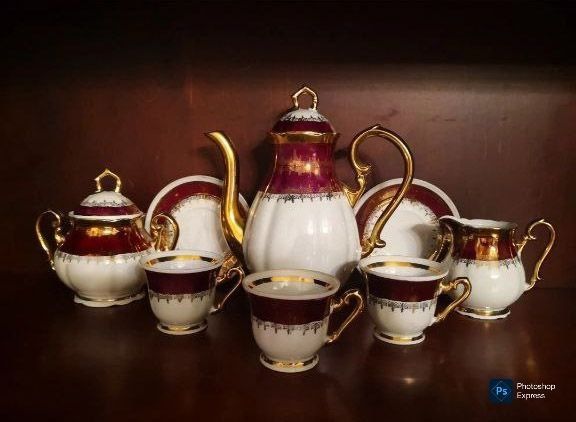 Новый Чешский сервиз Zajecar 6 персонный 24 караат золото. Советский