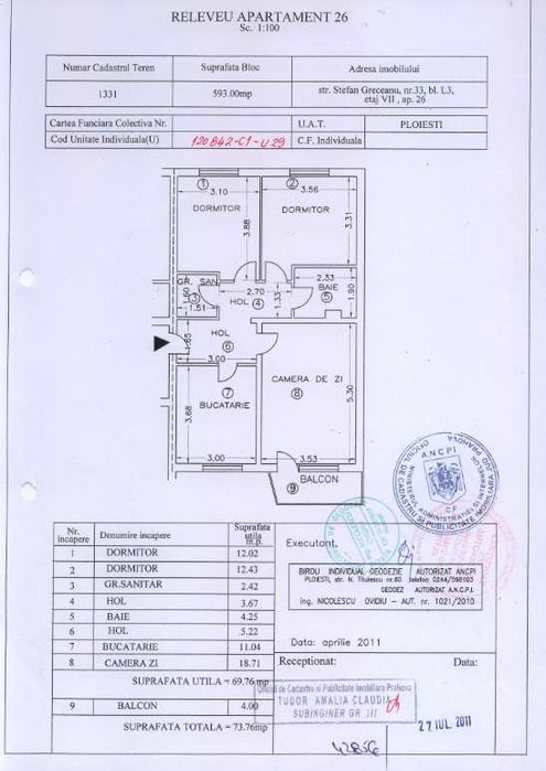 Apartament 3 camere ,2 bai,bloc 1997,renovat , zona Ultracentrala
