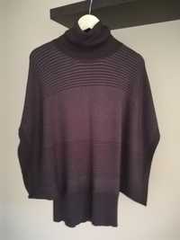Vând pulover damă, cu guler înalt și mânecă scurtă, culoare maro, mări