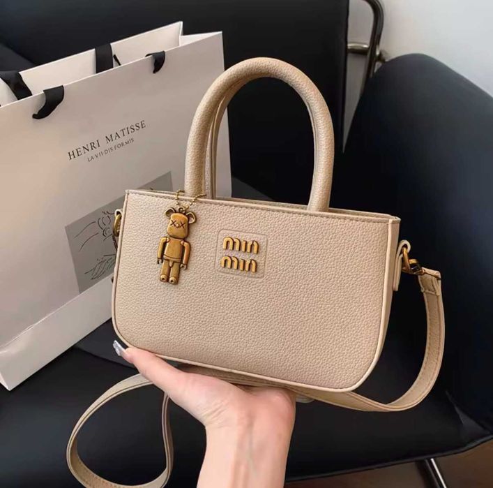 Дамска кожена чанта NL Miu Khaki