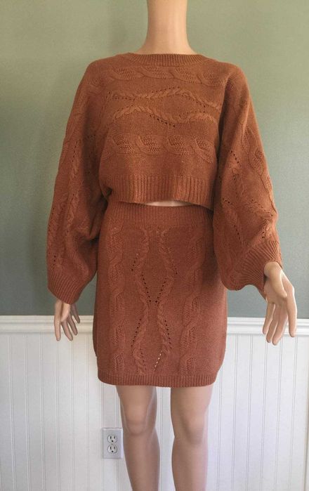 Елегантен Костюм, Син комплект. Комплект с пола, Есенен комплект