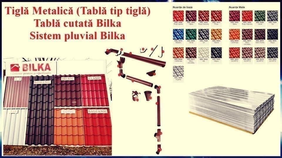 Tigla metalică(tabla tip tigla)-tabla cutata-sistem pluvial Bilka