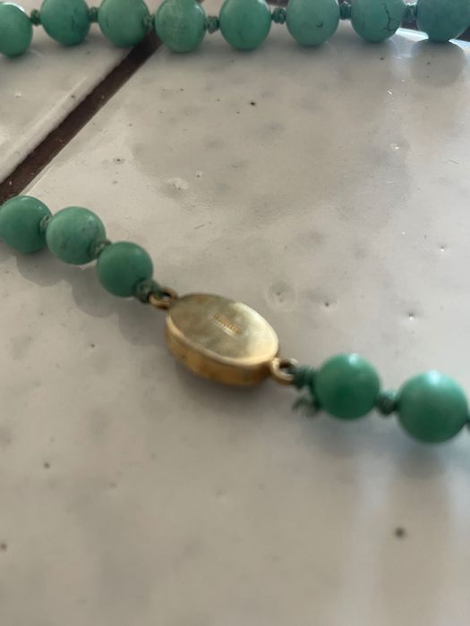 Огърлица тюркоазен камък, позлатена сребърна закопчалка