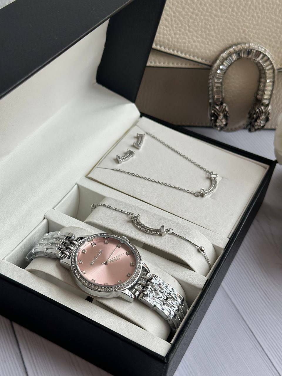 Набор Женский, Женские часы + браслет, ожерелье, серьги