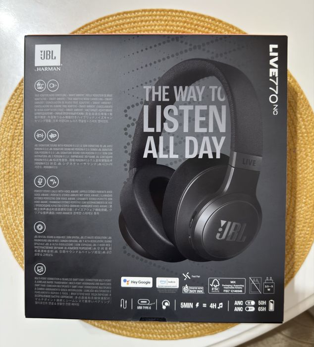 Casti wireless JBL by Harman LIVE 770NC, True Adaptive NC, Bluetooth
