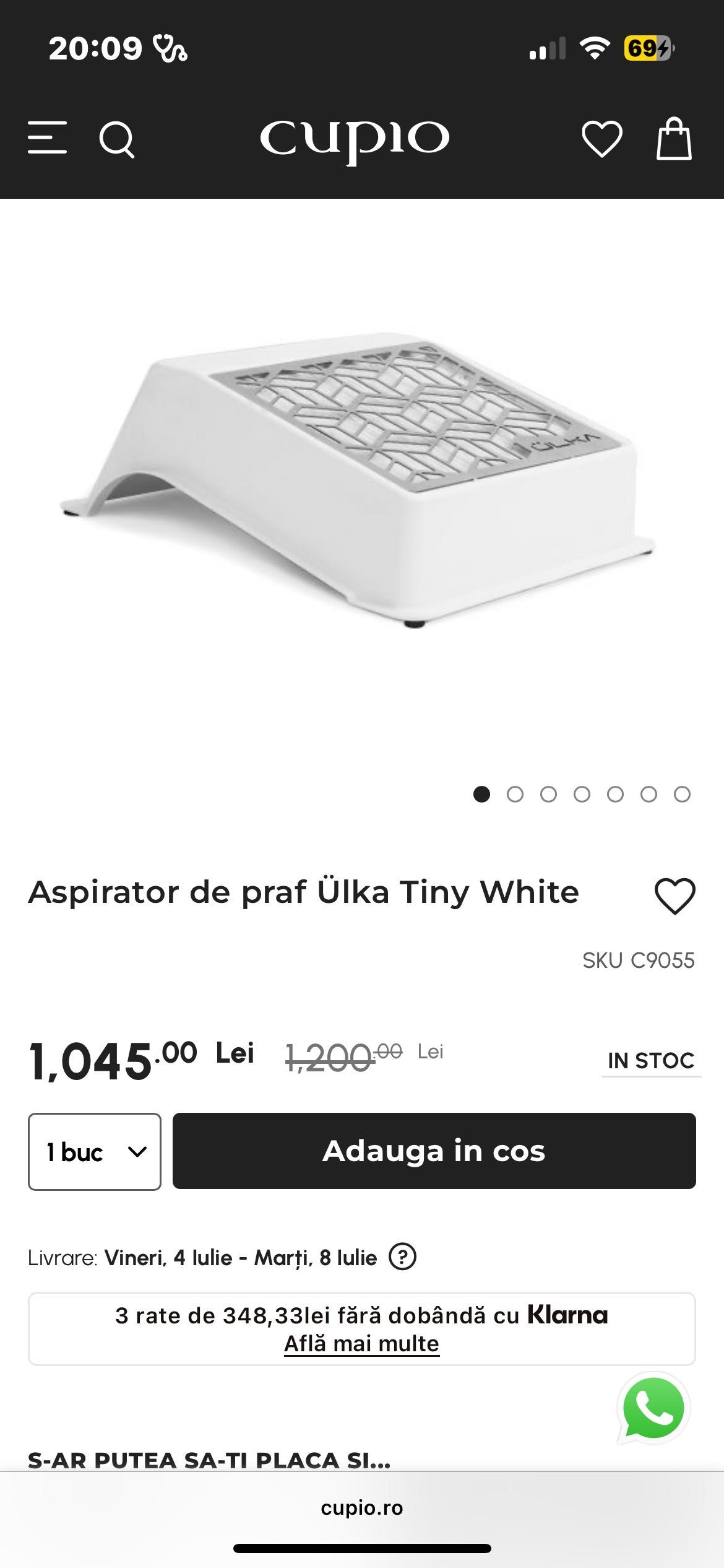 Aspirator manichiură  ulka tiny alb