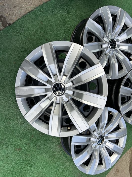 5x112 17 оргинални vw железни джанти със оргинални тазове vw