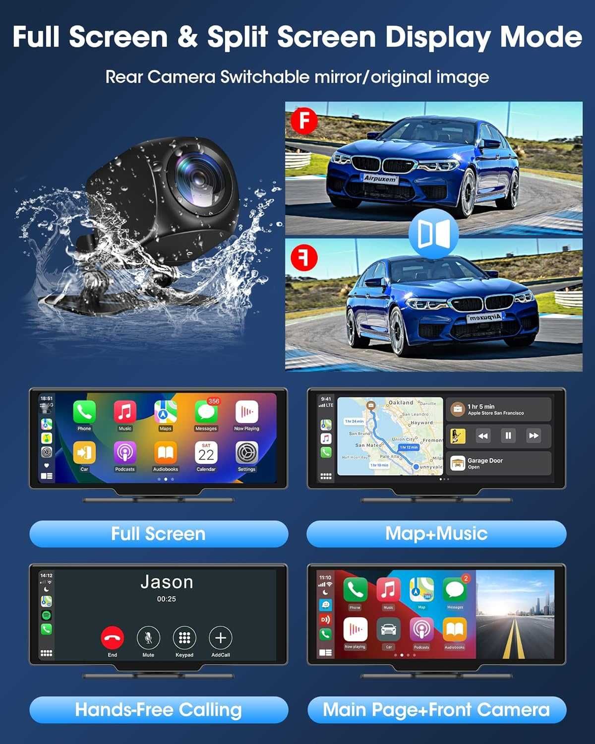 Touchscreen auto 10.26" Wireless CarPlay / Android Auto, 2 camere