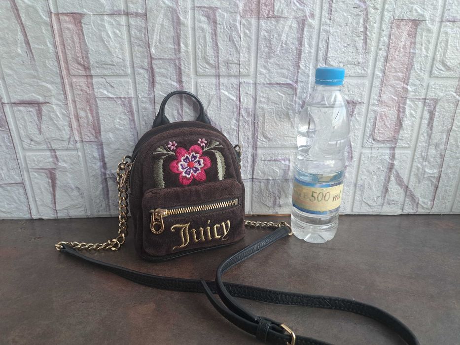 дамска чанта Juicy Couture-кафява малка чантичка,плюшена