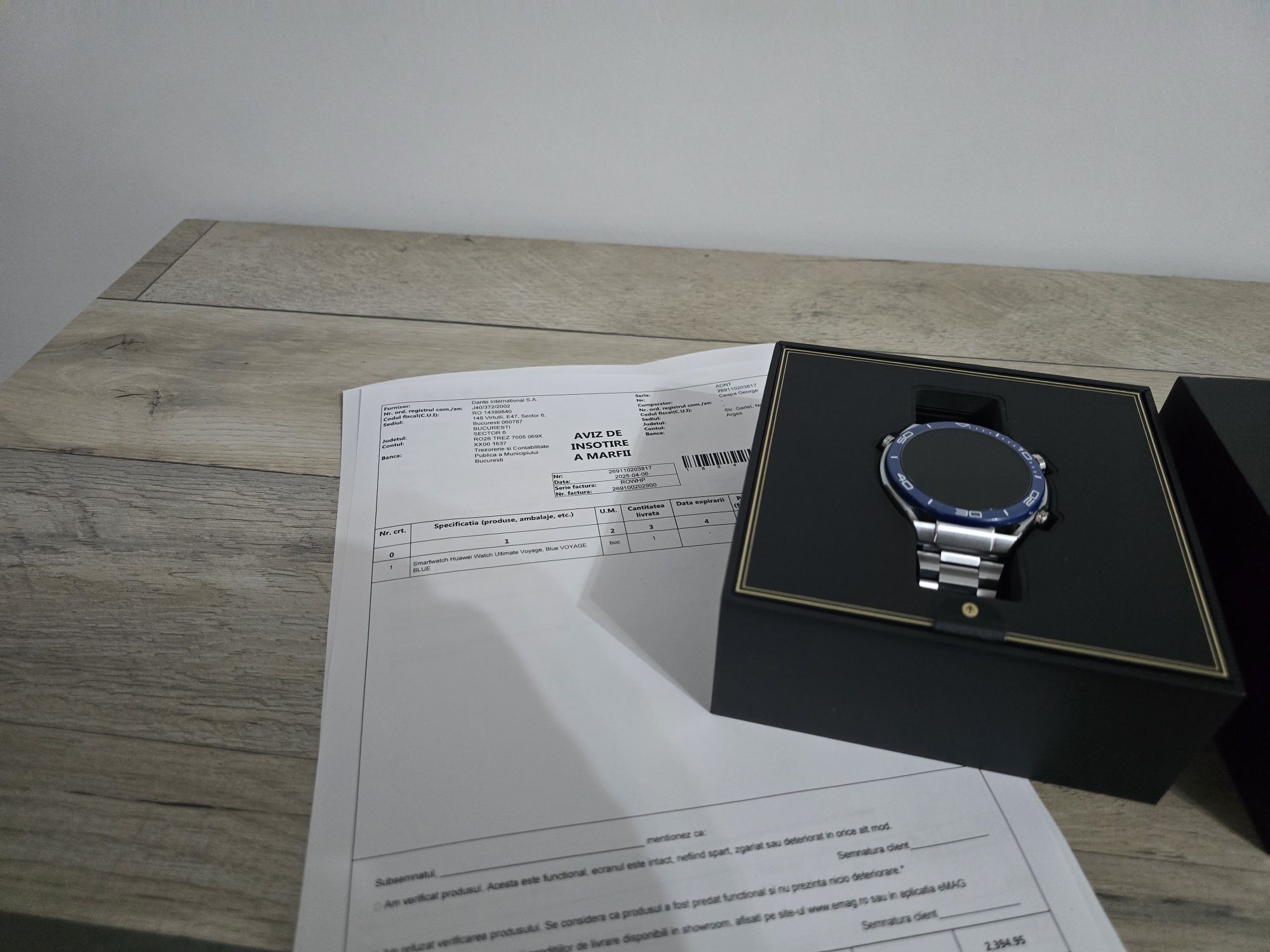 Huawei Watch Ultimate Voyage Blue , Factura si Garantie eMag