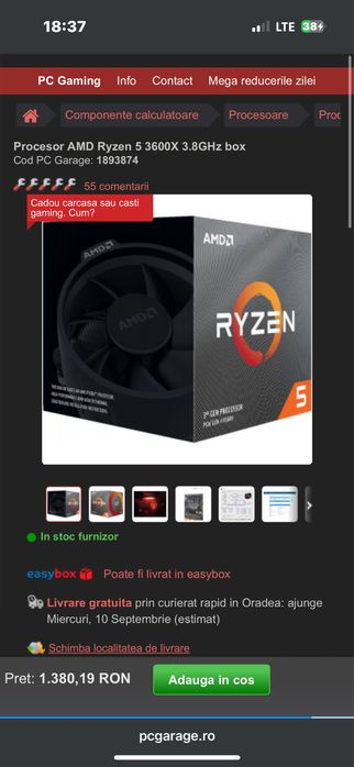 Vand ryzen 5 3600 x