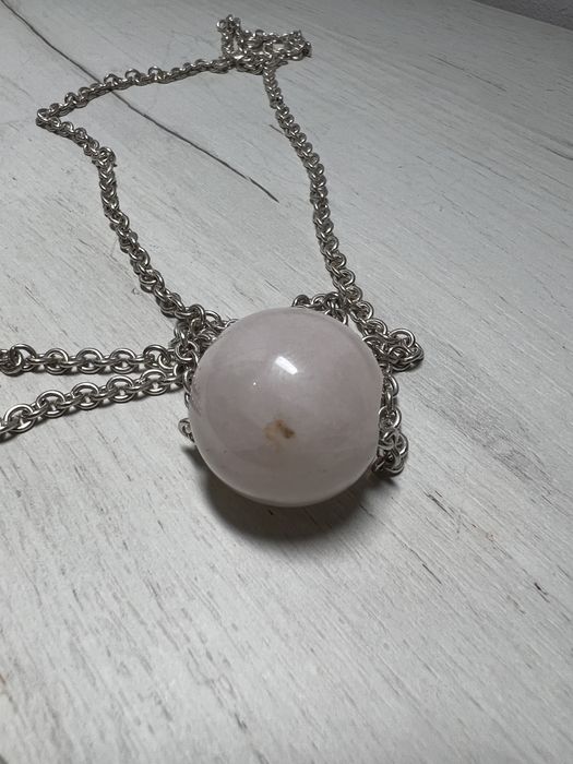Colier din argint si cuart roz