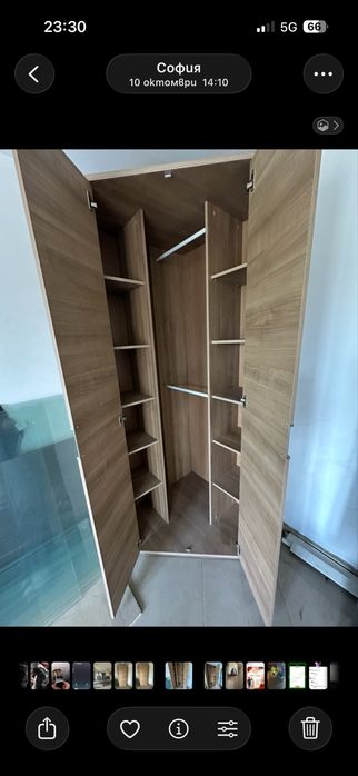 Ъглов гардероб 215см височина