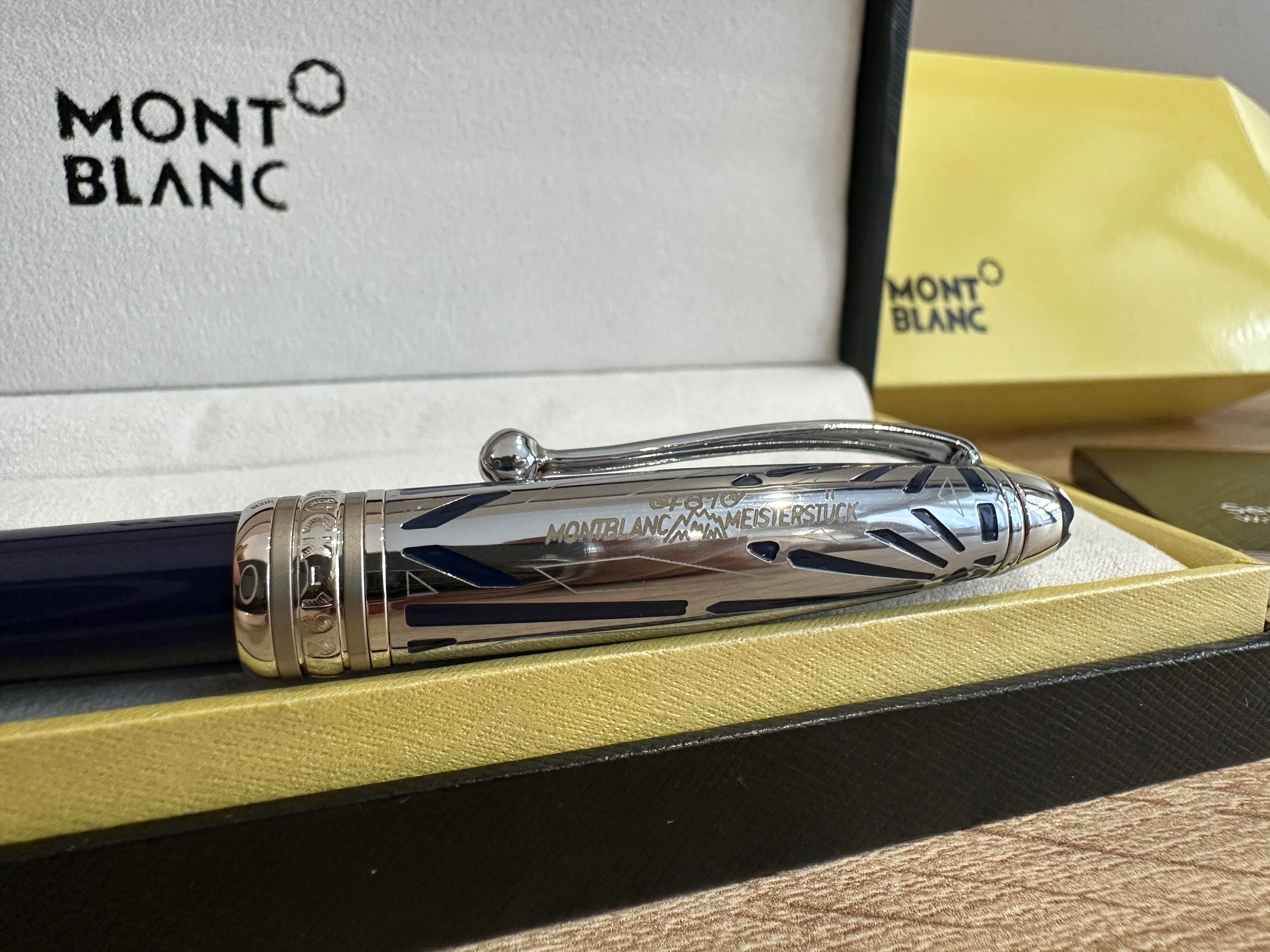 Stilou Mont Blanc Meisterstuck fountain pen, reserva/cerneala Argintiu
