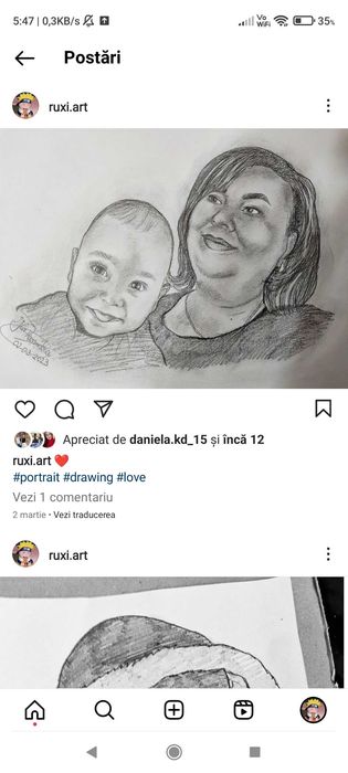 Realizez portrete in creion