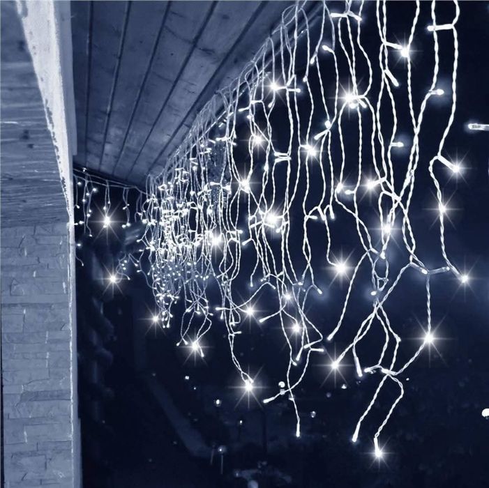 12метра Коледна Инсталация Висящи Лампи Тип Завеса