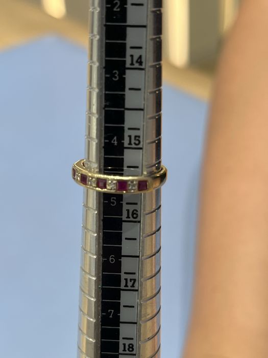 Inel aur 9k diamante si rubine certificat autenticitate