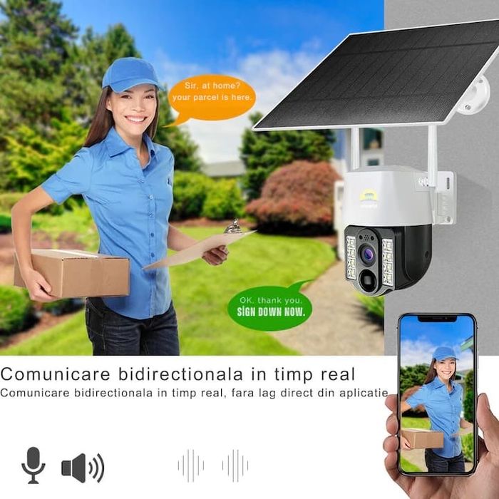 Camera supraveghere cu panou solar si cartela SIM 4G