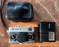 Aparat foto compact pe film ROLLEI 35 silver + Blit  ROLLEI E15B flash