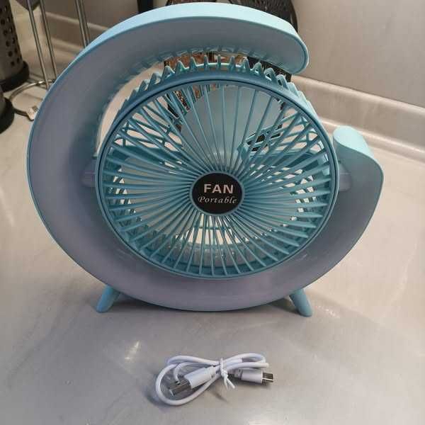 НОВ! USB настолен вентилатор, 3 скорости, 360° въртене, LED осветление