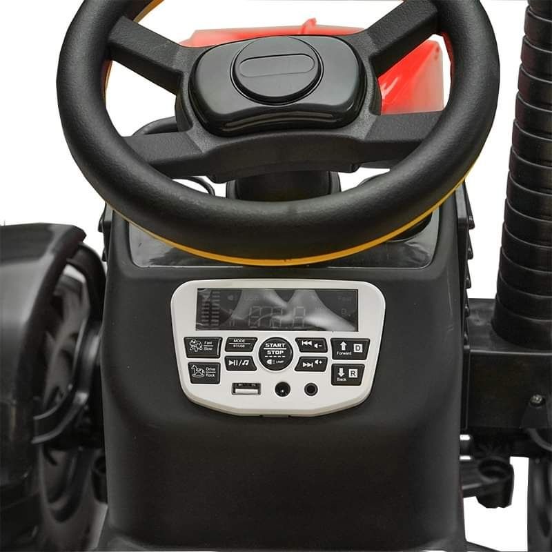 Tractor electric cu remorca telecomanda si baterie pentru copii