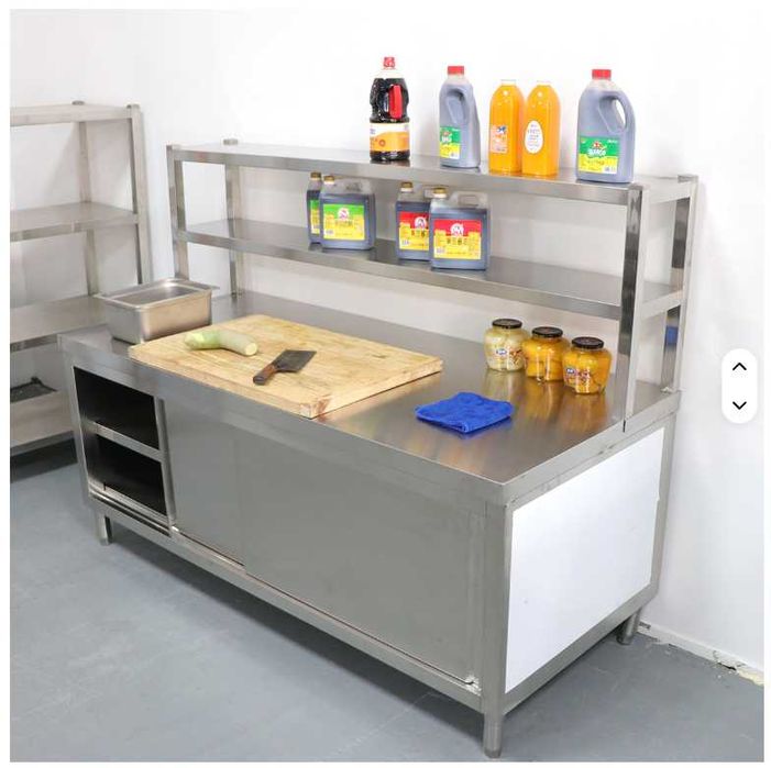 Masa de lucru tip dulap din inox cu usi glisante 100,120,150,180,200cm