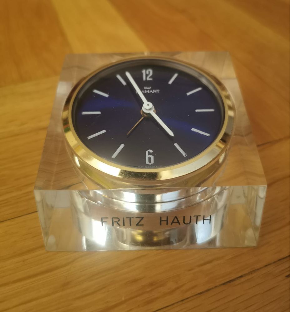 Часовник механичен настолен Blue Diamant Germany будилник луцит  бронз