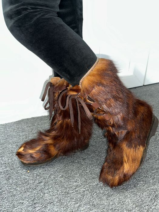 Ghete montane( vintage) din blană și piele naturală